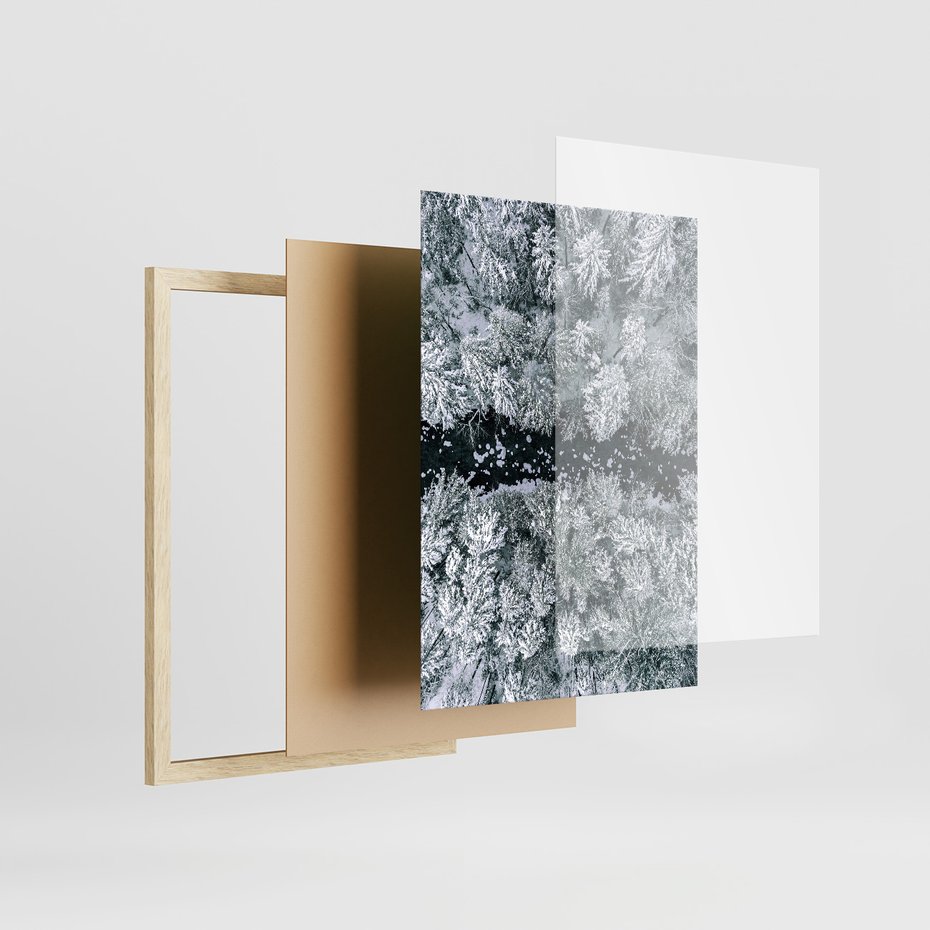 Zestaw obrazy w ramie 40x50 galeria - Zimowa, przygoda, cytat, typografia - rama drewno