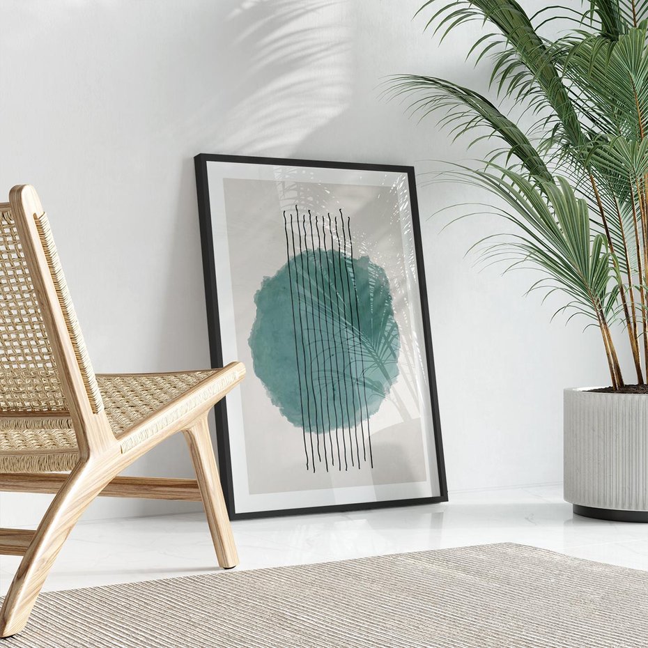 Plakat bez ramy 40x50 - Podróżne Inspiracje - abstrakcyjna akwarelowa plama, nieregularne kreski