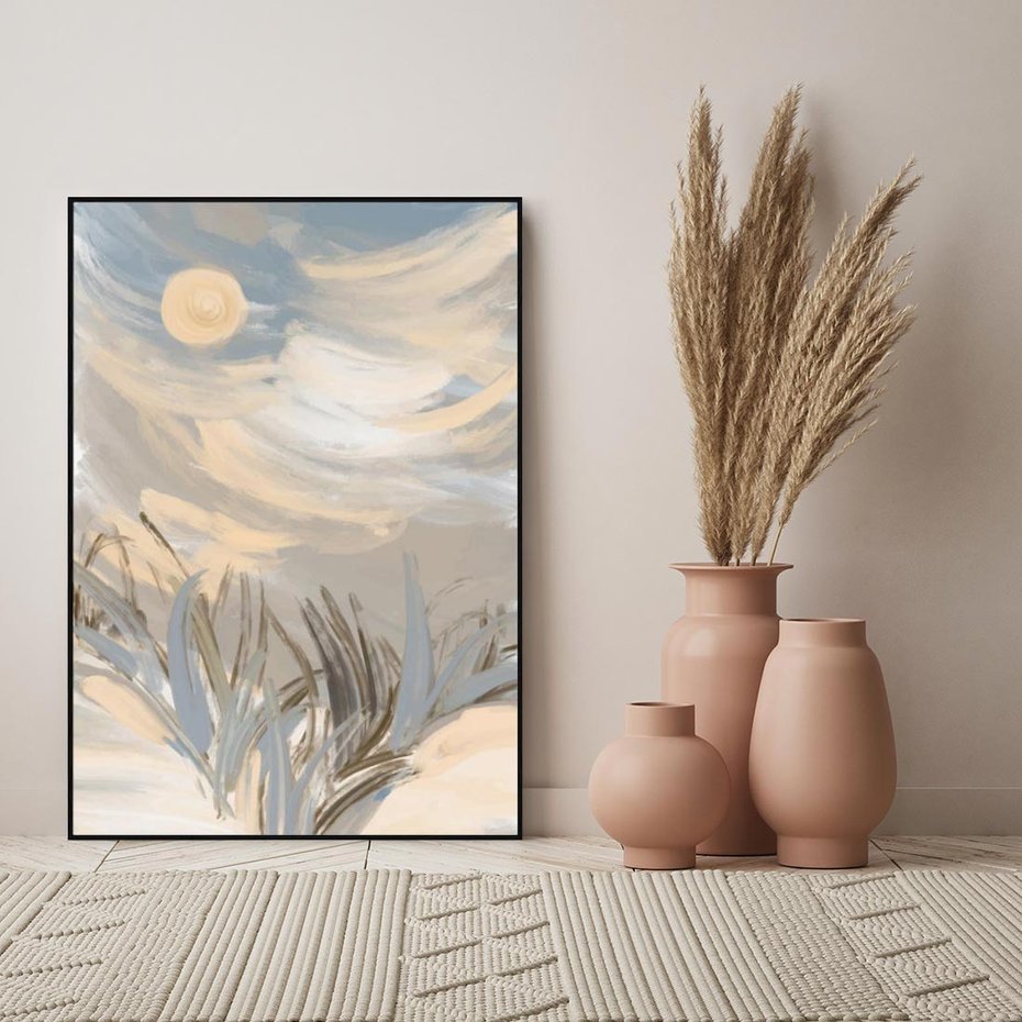 Obraz w ramie 50x70 - Światłości Taniec - akwarela, obraz - rama czarna