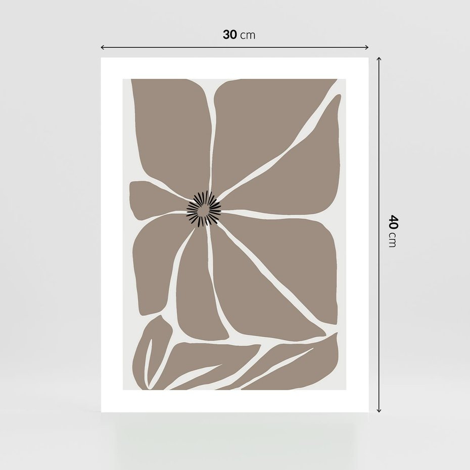 Plakat bez ramy 30x40 - Złudne Zmysły - abstrakcyjny kwiat, beże i brązy