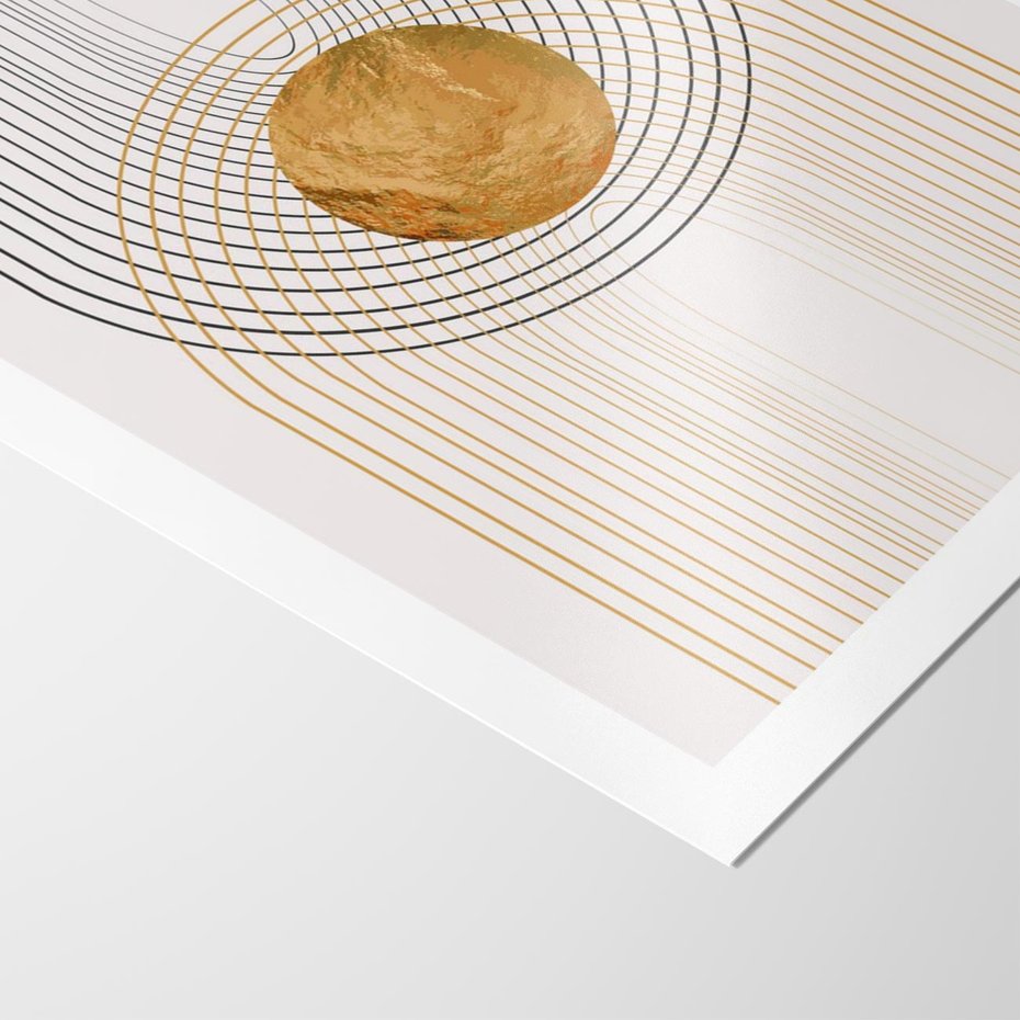 Plakat bez ramy 21x30 - Złota Geometria - styl modern, złoto