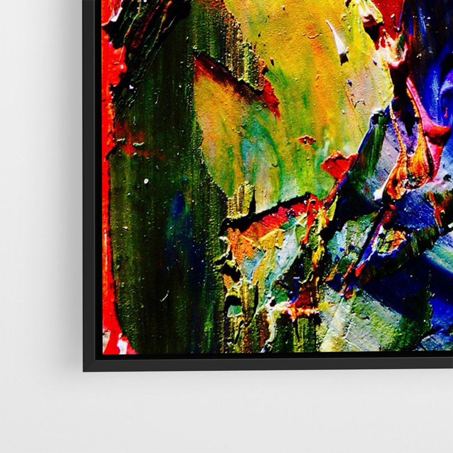 Obraz w ramie 70x100 - Szalejące ognie kolorów - abstrakcja, farby olejne - rama czarna