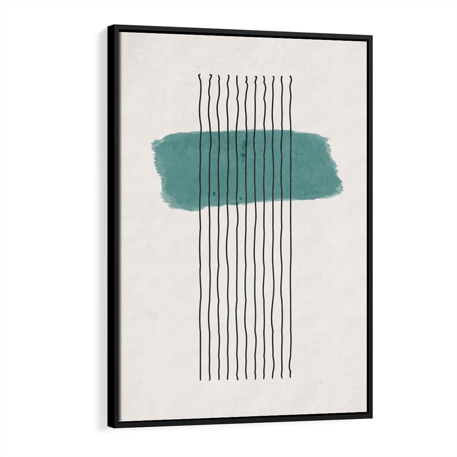 Obraz w ramie 70x100 - Bezczasowe Wspomnienia - abstrakcyjna akwarelowa plama, nieregularne kreski - rama czarna