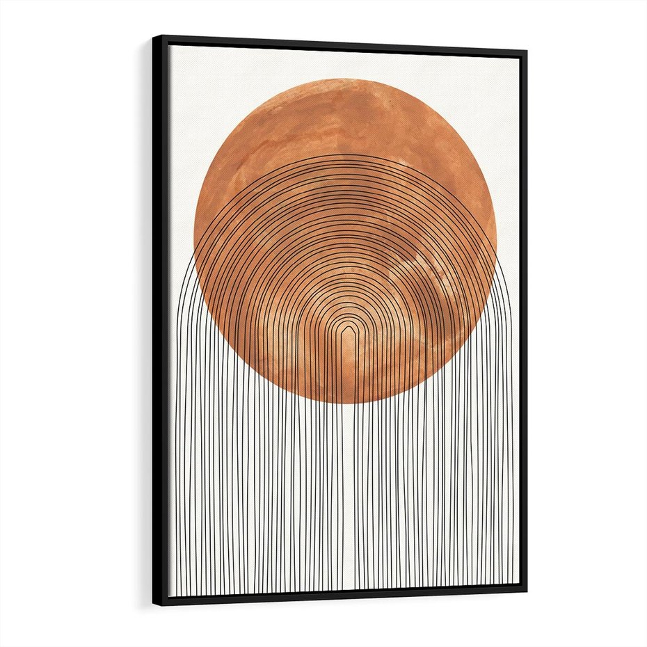 Obraz w ramie 50x70 - Konturem Kształtowane - koło, boho styl - rama czarna