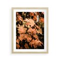 Plakat w ramie 40x50 - Ciepło Jesieni - jesienne pomarańczowe liśćie, jesień - rama drewno