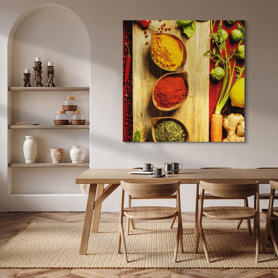 Obraz na płótnie 60x60 - Smakowy Zmysł - przyprawy, kuchnia