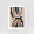 Plakat w ramie 40x50 - Taniec Przenikających Kształtów - abstrakcyjne tęcze, kompozycja - rama biała