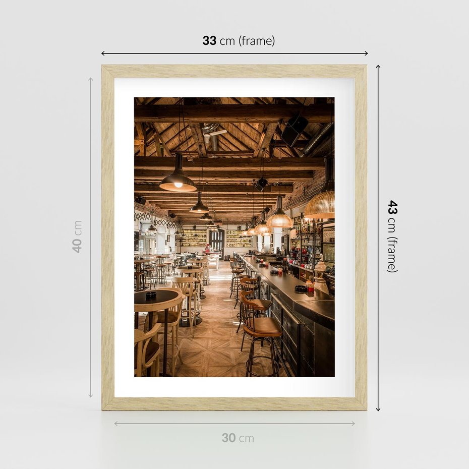 Plakat w ramie 30x40 - Smak i styl - restauracja, architektura - rama drewno