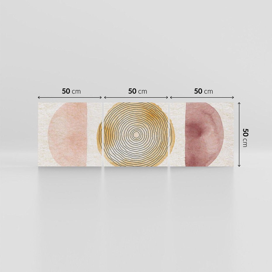 Obraz na płótnie 150x50 - Zapisane w promieniach słońca - beżowe strukturalne tło, koła