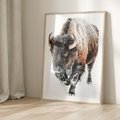 Plakat w ramie 30x40 - Zimowy Władca Puszczy - żubr, bizon - rama drewno