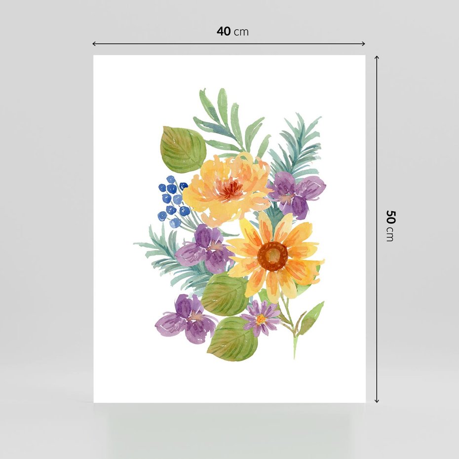 Plakat bez ramy 40x50 - Kwiatowe Inspiracje - akwarelowe polne kwiaty, minimalistyczny plakat