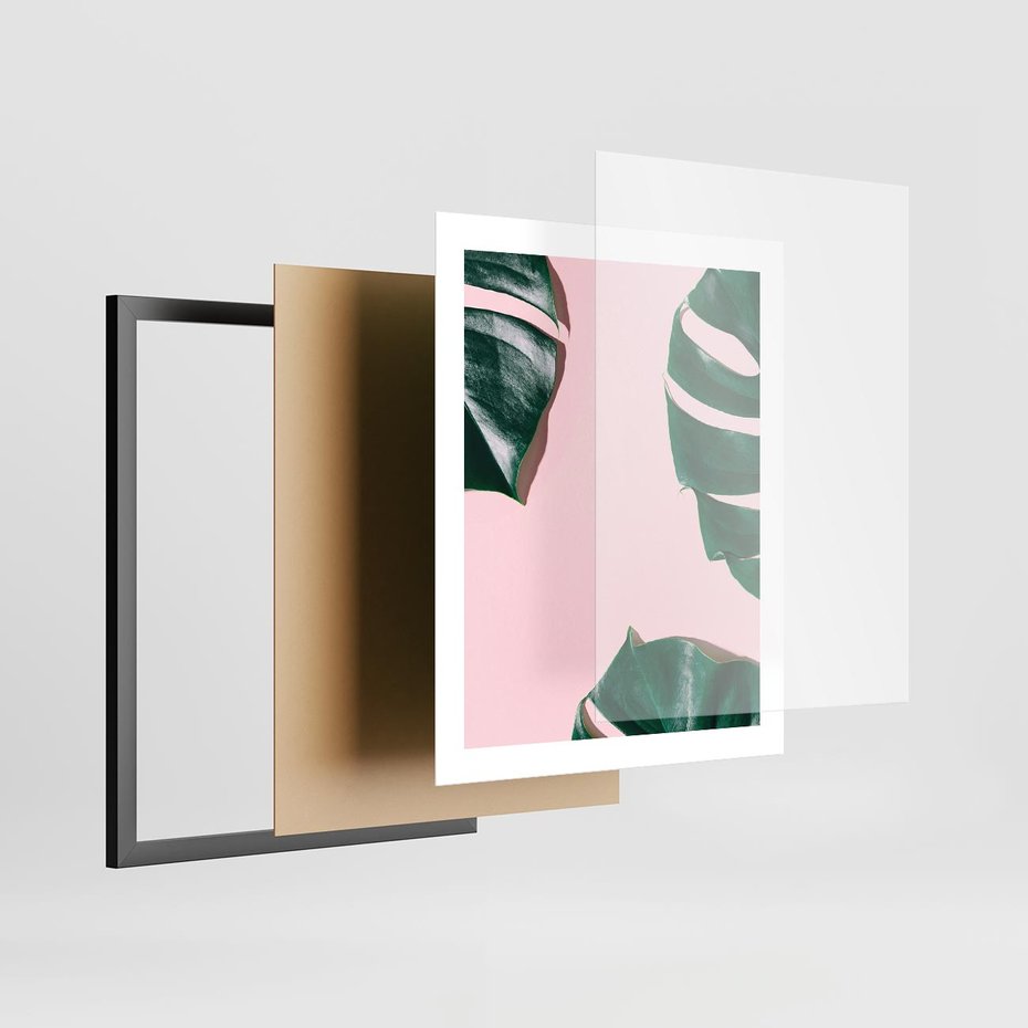Plakat w ramie 40x50 - Minimalizm Natury - minimalizm, liście monstery - rama czarna