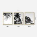 Zestaw obrazy w ramie 50x70 galeria - Palmy, czarno, biały, minimalizm - rama drewno