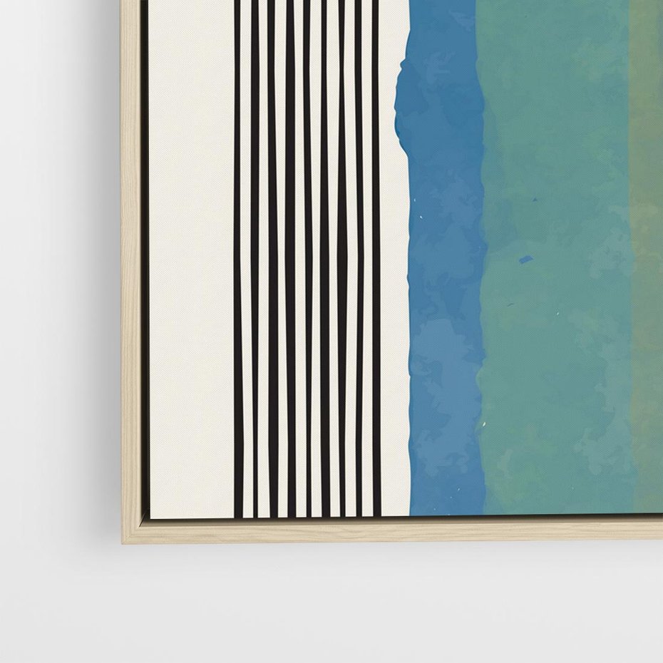 Obraz w ramie 80x80 - Kolorowe Spektrum - kolorowa geometria, prostokąty w intensywnych kształtach i czarne kreski - rama drewno