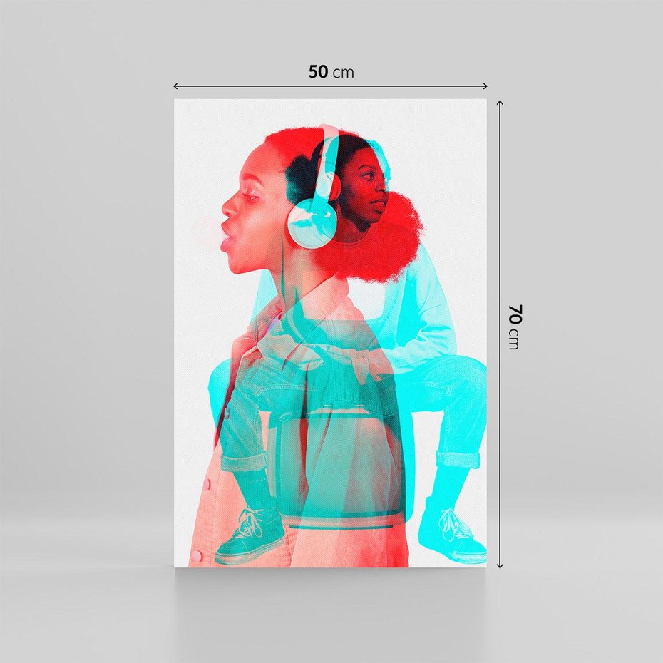 Obraz na płótnie 50x70 - Rytmy Wspomnień - kolaż zdjęć, kobieta