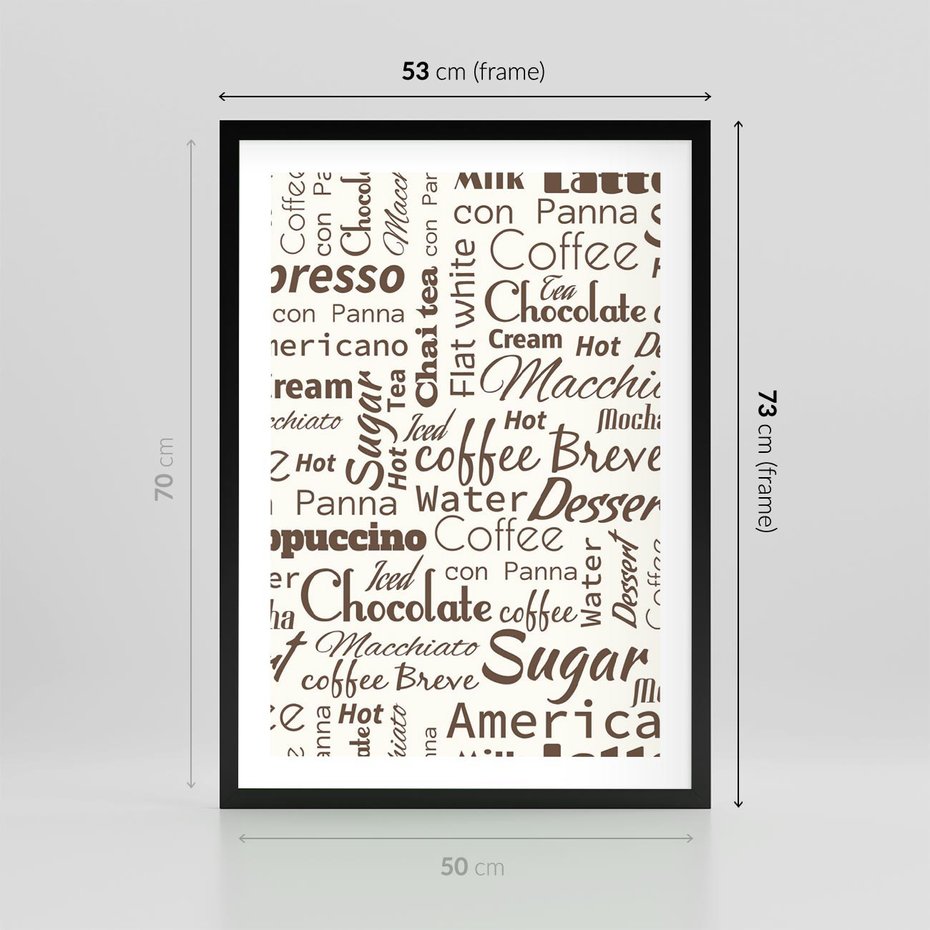 Plakat w ramie 50x70 - Kawa w Stylu Coffee - kawa, coffee - rama czarna