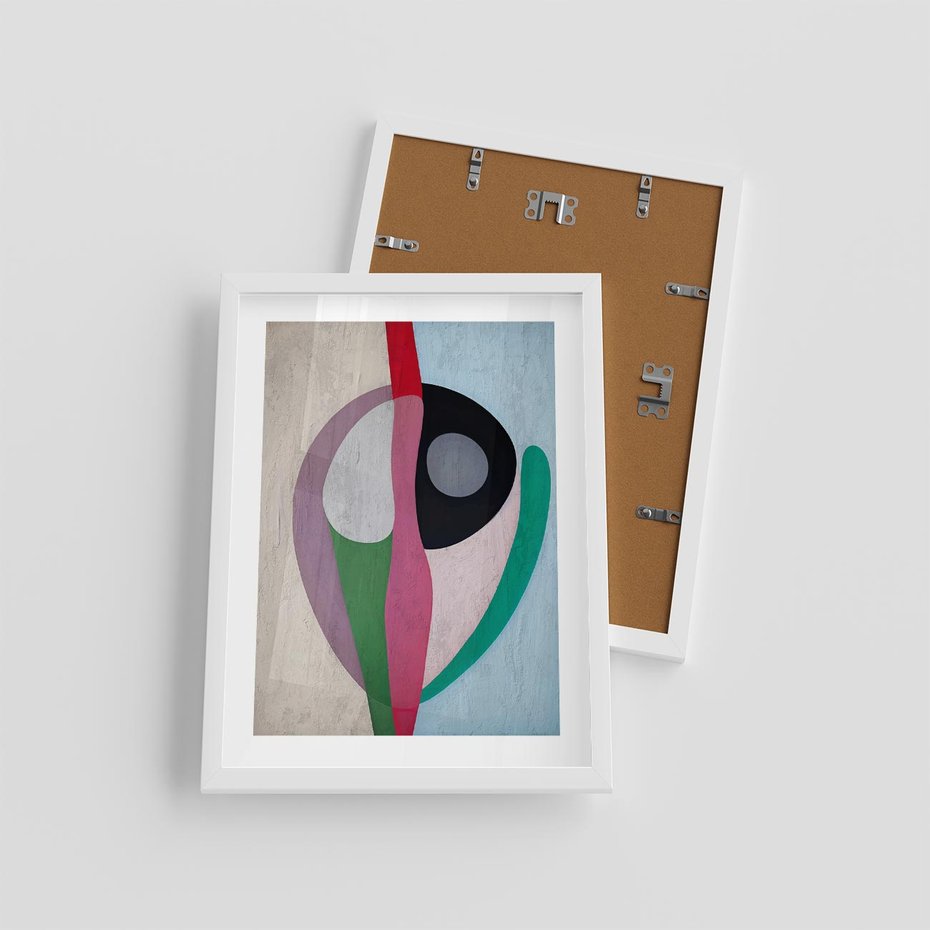 Plakat w ramie 30x40 - Wibracje Kolorów Marzeń - abstrakcyjne dziwne kształty, olejny obraz - rama biała