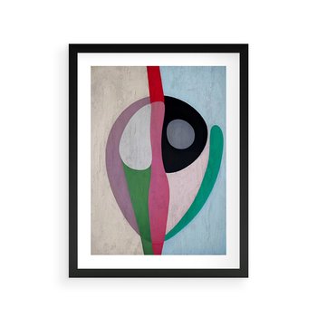Plakat w ramie 40x50 - Wibracje Kolorów Marzeń - abstrakcyjne dziwne kształty, olejny obraz - rama czarna