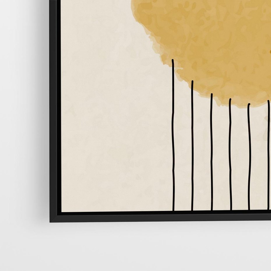 Obraz w ramie 50x50 - Podróżne Kreski - akwarelowa plama, geometryczne szkicowane kształty - rama czarna