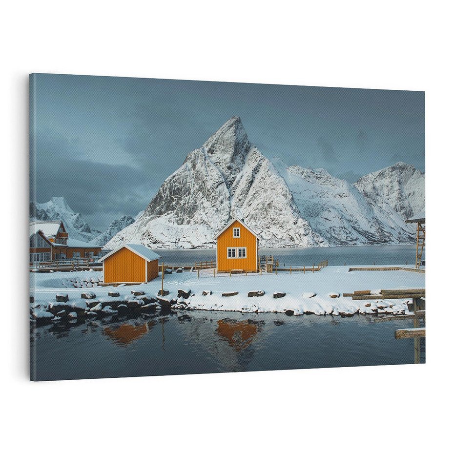 Obraz na płótnie 120x80 - Minimalizm i Urok Natury - skandynawskie, domki