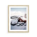 Plakat w ramie 30x40 - Zimowa Idylla w Górach - zima w górach, ośnieżone góry - rama drewno