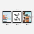 Zestaw obrazy w ramie 40x50 galeria - Pozytywny, napis, podróż, lato, salon - rama czarna