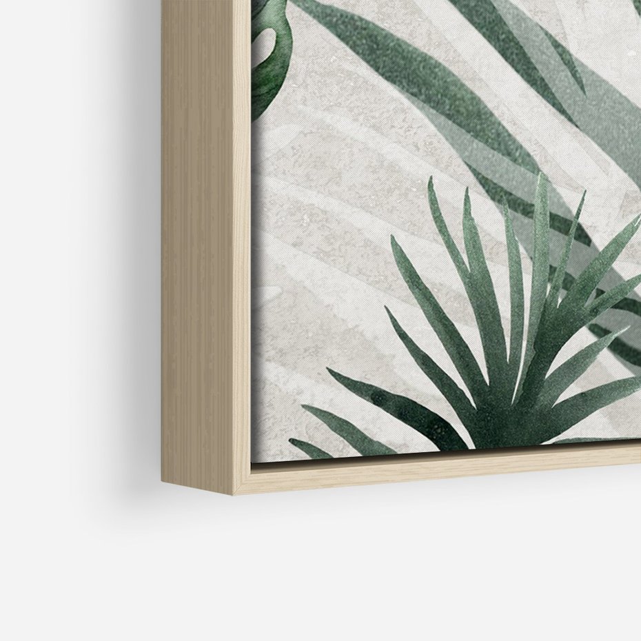 Obraz w ramie 50x70 - Tropikalne Akwarele - tropikalne liście, akwarela - rama drewno