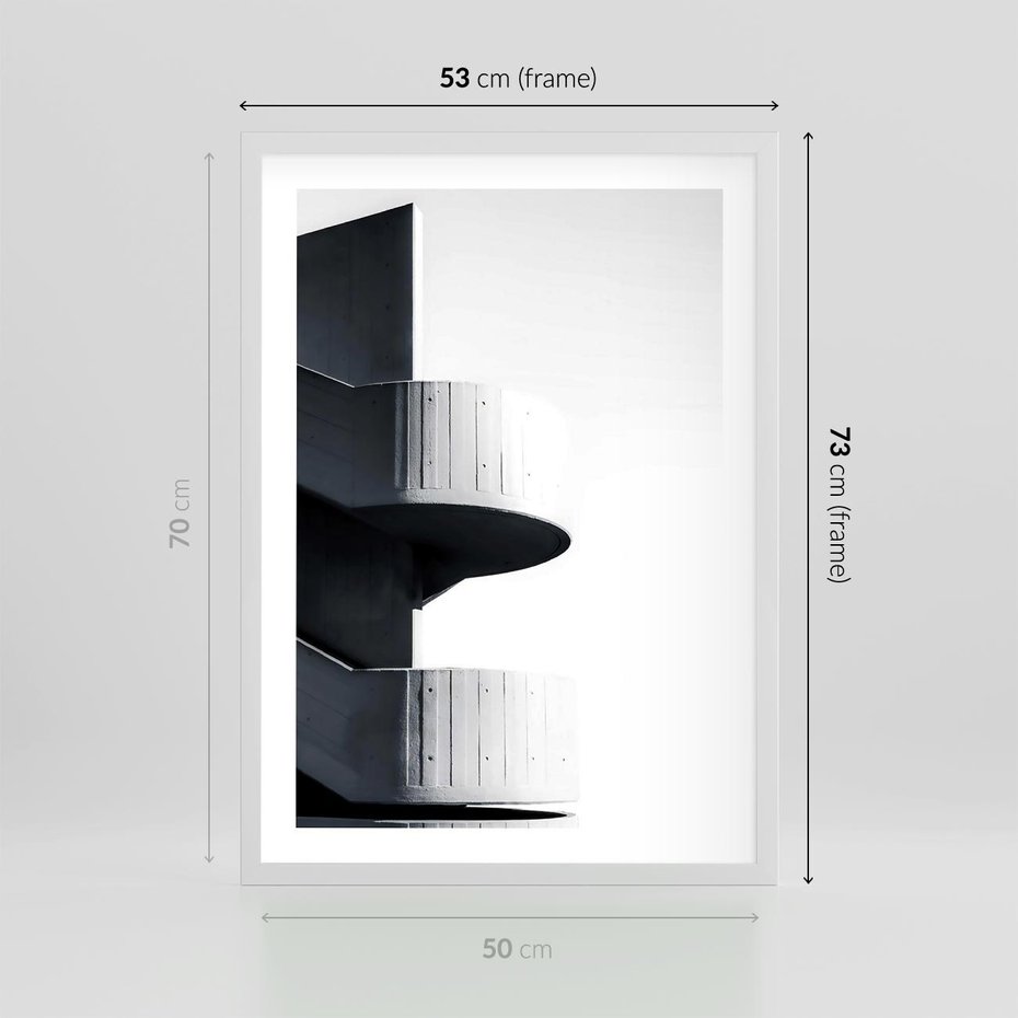 Plakat w ramie 50x70 - Elegancja Współczesności - architektura, nowoczesne formy - rama biała