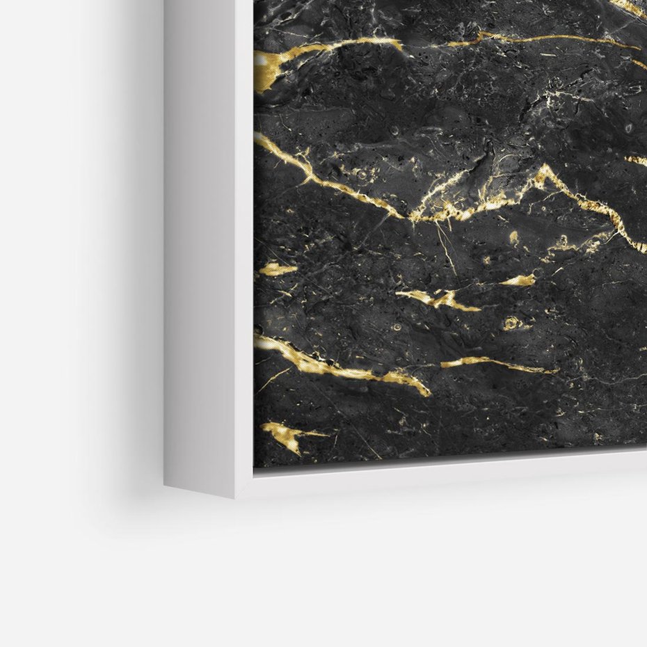 Obraz w ramie 80x80 - Egzotyczny Blask - marmur, złoto - rama biała