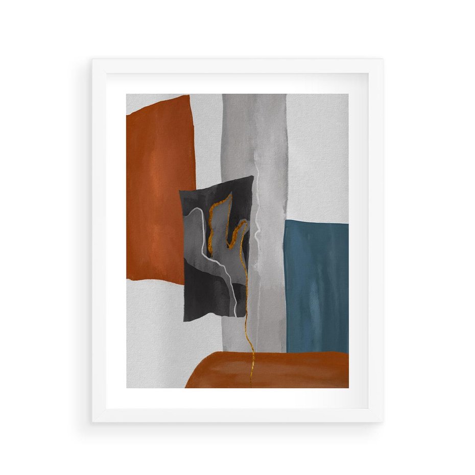 Plakat w ramie 40x50 - Nowoczesna geometria - nowoczesny, geometryczny - rama biała