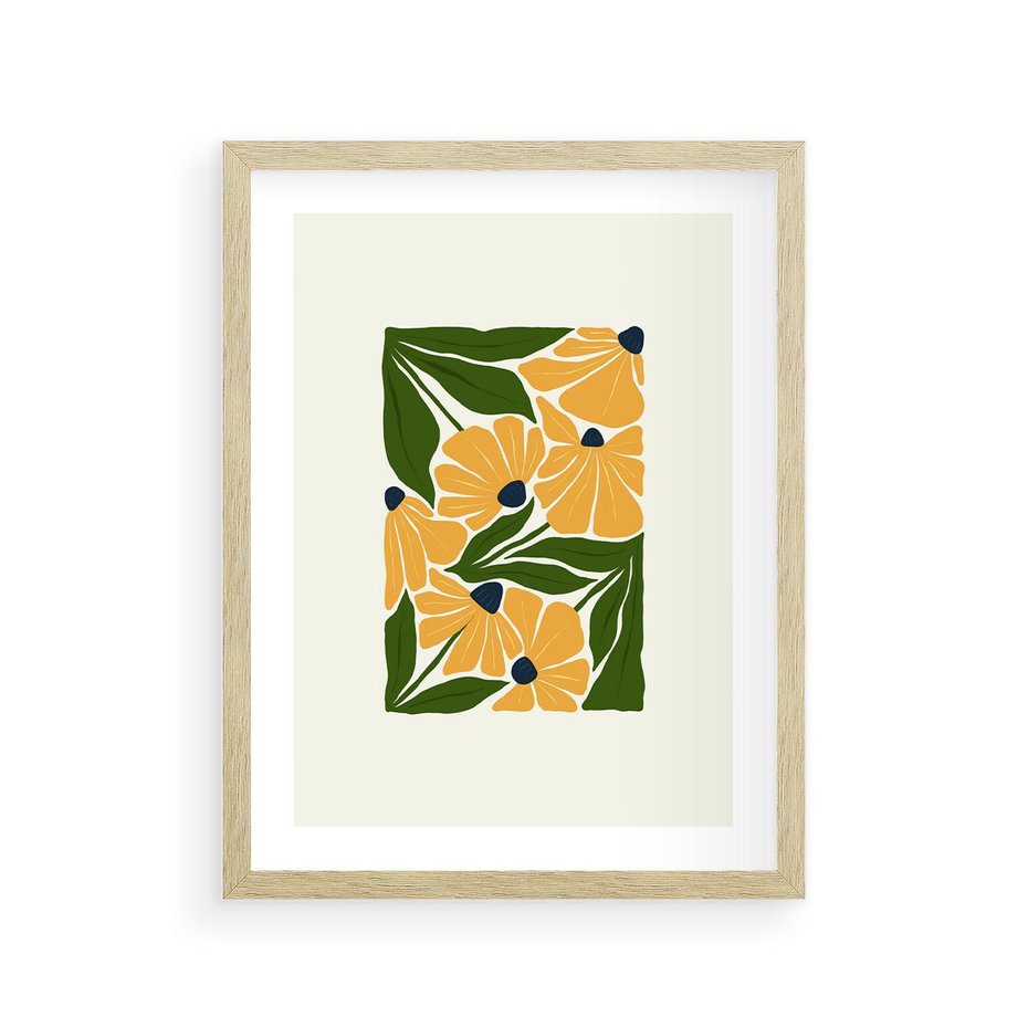 Plakat w ramie 30x40 - Abstrakcyjne Echa - kwiaty, rośliny - rama drewno