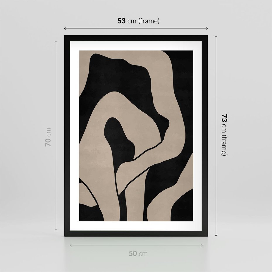 Plakat w ramie 50x70 - Nocne Pochłonięcia - abstrakcyjne linie, mroczny plakat - rama czarna