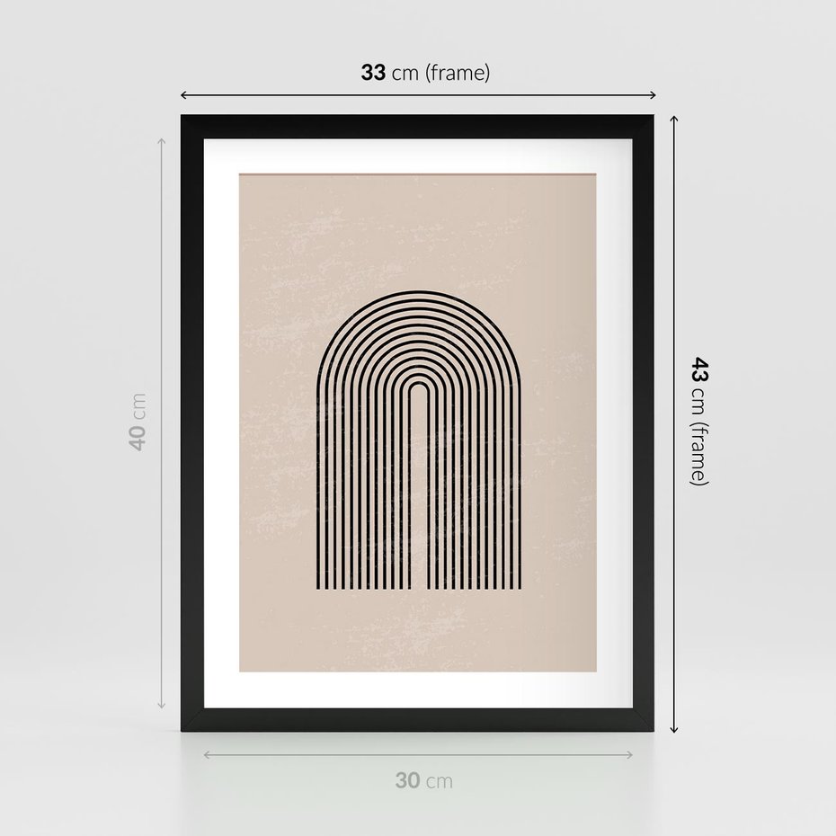 Plakat w ramie 30x40 - Migocące Echa - abstrakcyjne linie, geometria - rama czarna