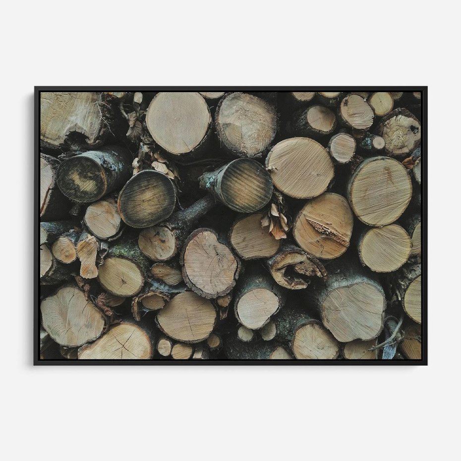 Obraz w ramie 100x70 - Bliskość Natury - drewno, las - rama czarna