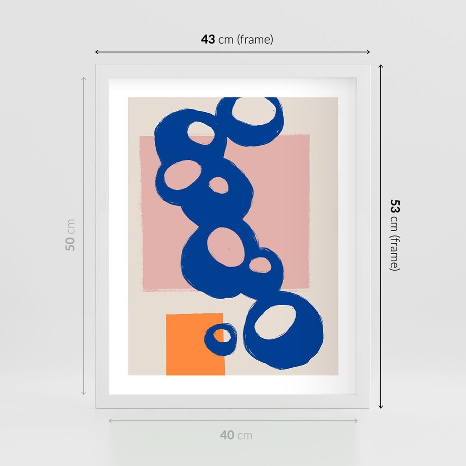 Plakat w ramie 40x50 - Migocące Plamiste Echa - abstrakcja, nowoczesny plakat - rama biała