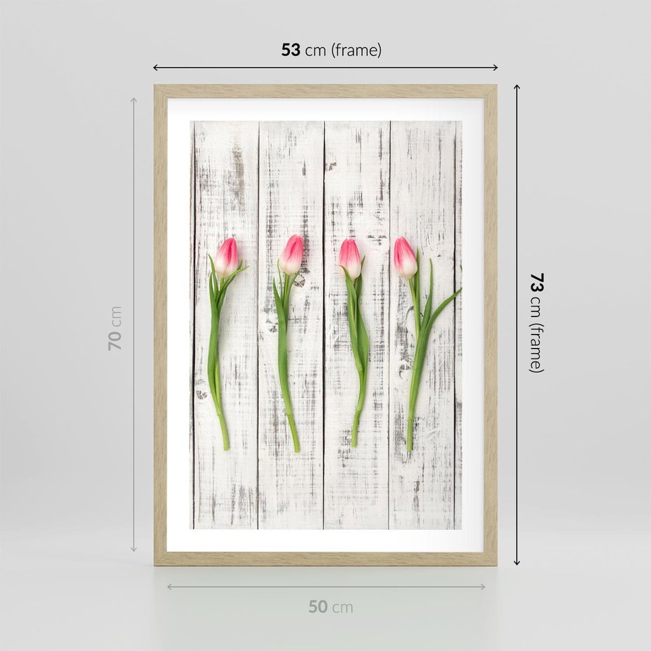 Plakat w ramie 50x70 - Kwintesencja Piękna - kwiaty, tulipany - rama drewno