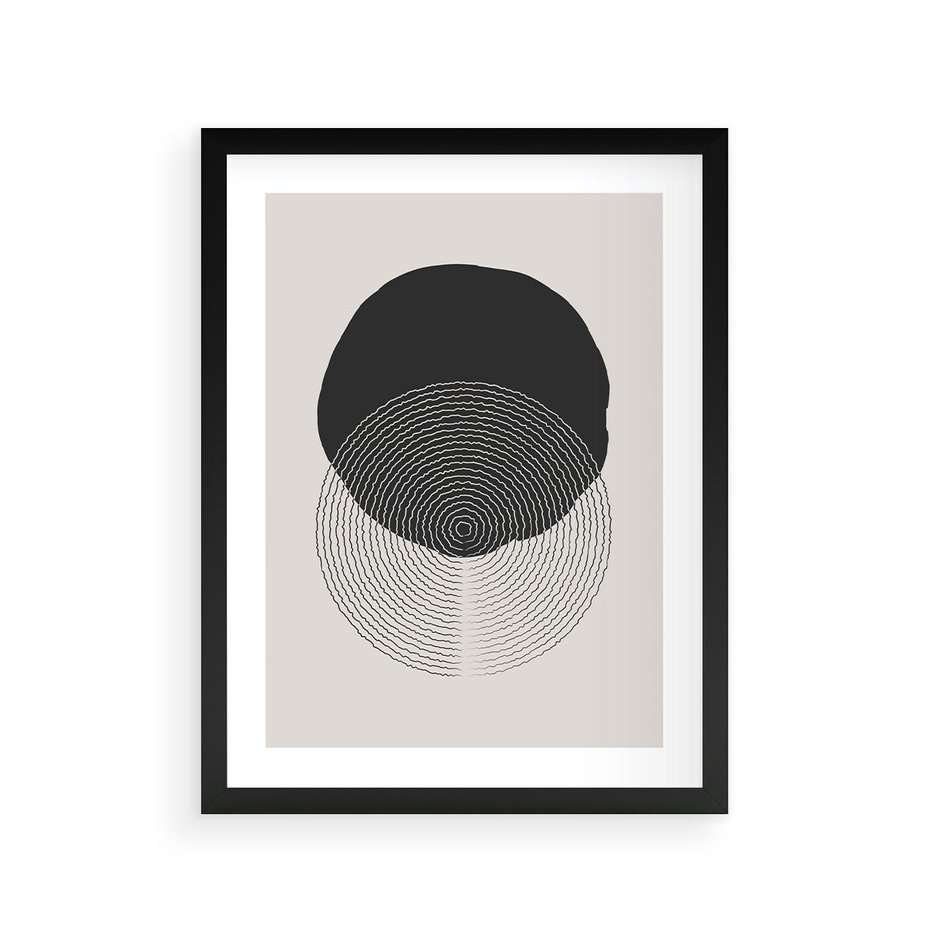 Plakat w ramie 30x40 - Boho Przenikanie Uroku - abstrakcyjna kompozycja, okręgi - rama czarna