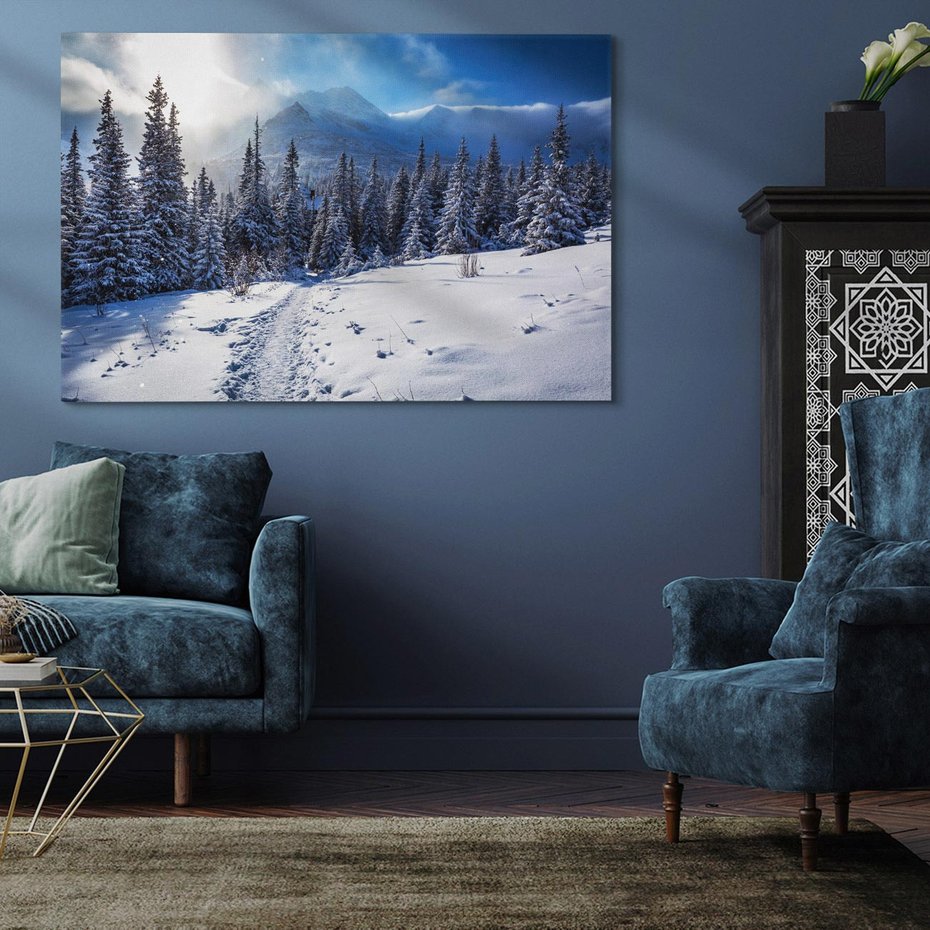 Obraz na płótnie 70x50 - Zimowe góry w lesie - góry, zima
