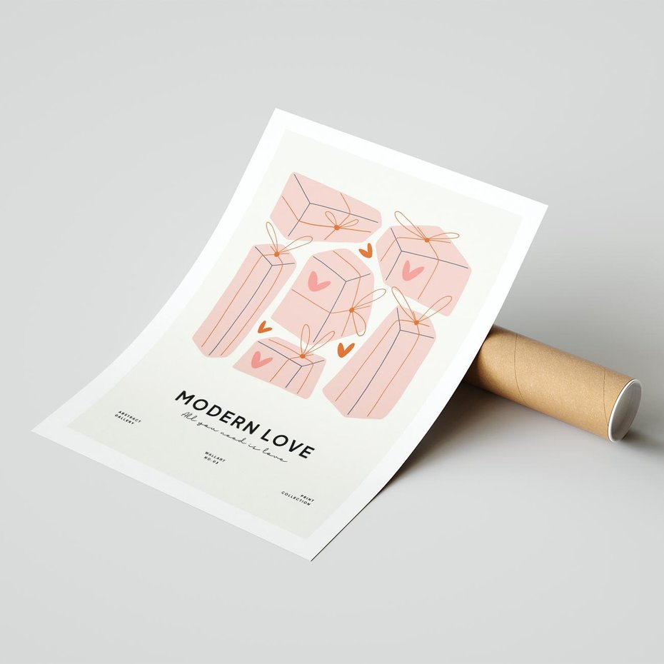 Plakat bez ramy 30x40 - Nowoczesna Miłość - nowoczesna grafika, pastelowe kolory