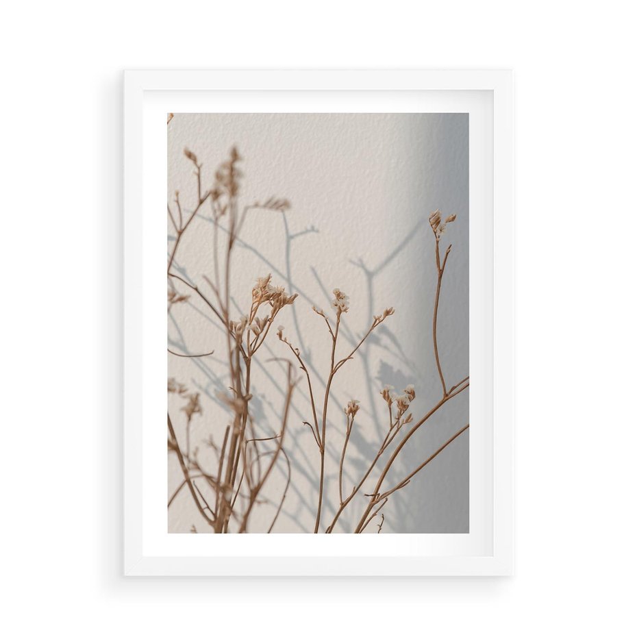 Plakat w ramie 50x70 - Boho gałązki suche - gałązki, suche - rama biała