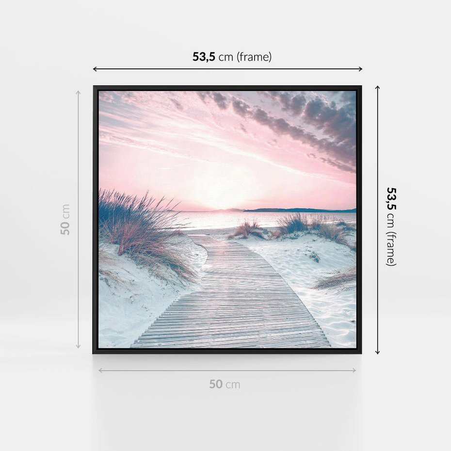 Obraz w ramie 50x50 - Magia Zachodu Słońca - fotografia, stonowane kolory - rama czarna