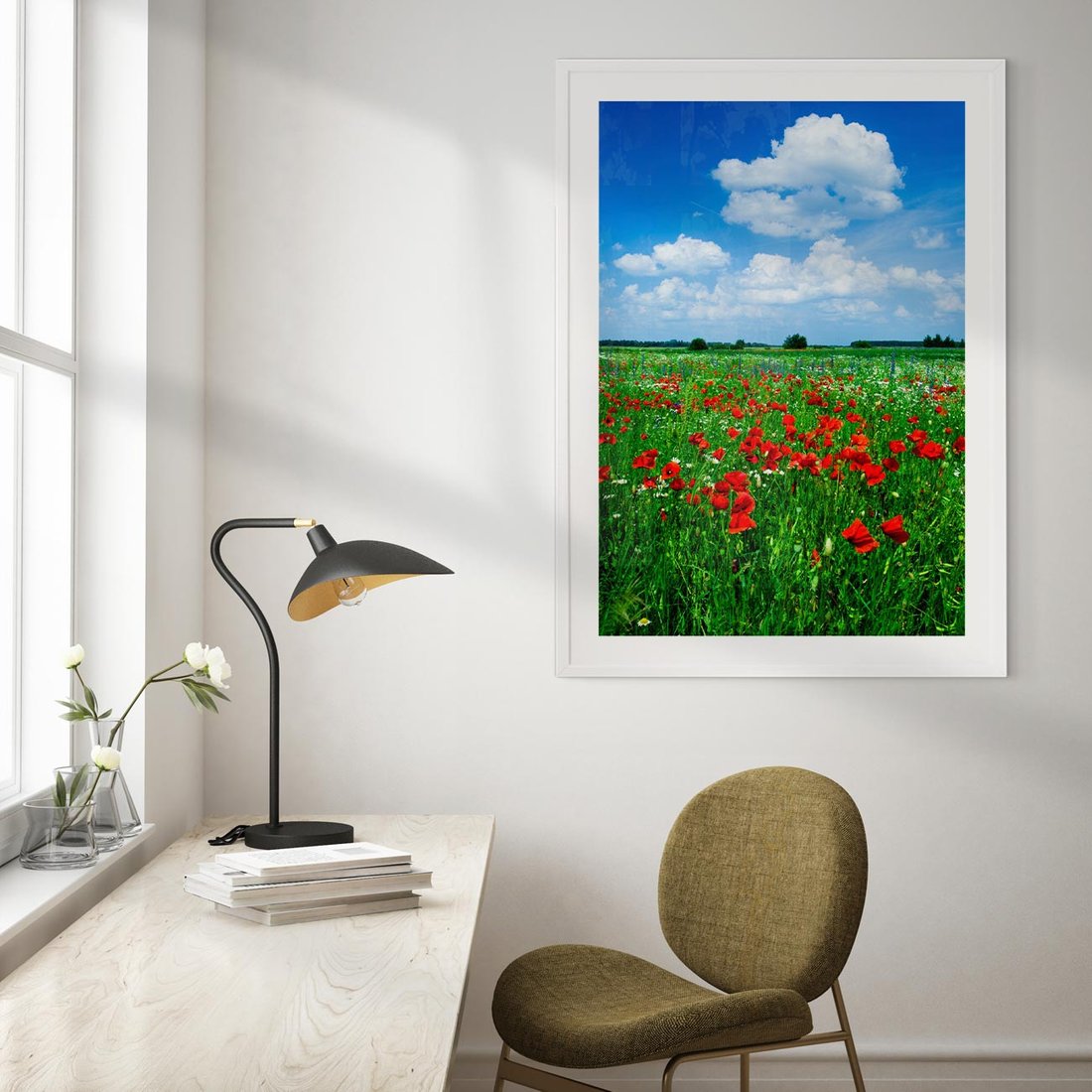 Plakat bez ramy 40x50 - Kolorowa łąka pełna maku - łąka, maki