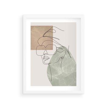 Plakat w ramie 50x70 - Geometria i Szkic - nowoczesny obraz, grafika - rama biała