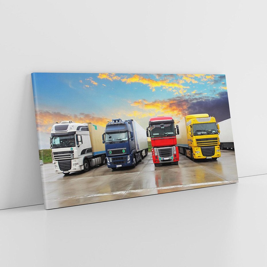 Obraz na płótnie 120x60 - Tiry i samochody w ruchu - ciężarówki, tiry