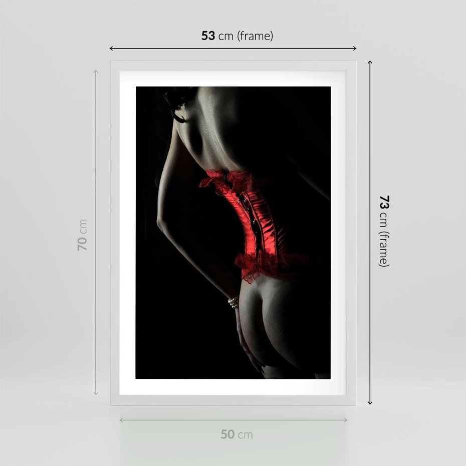 Plakat w ramie 50x70 - Piękno i Siła - akt, kobieta - rama biała