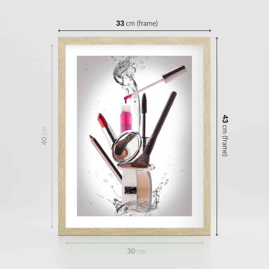 Plakat w ramie 30x40 - Moda, makijaż i relaks - moda, makijaż - rama drewno