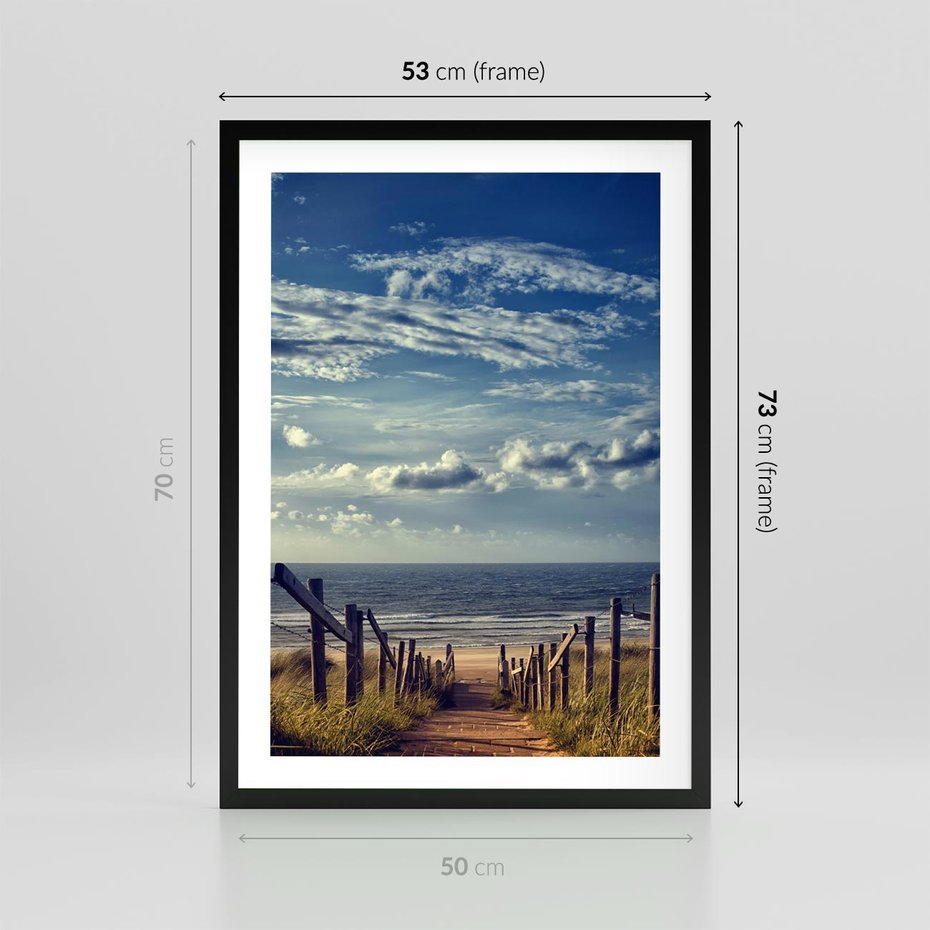 Plakat w ramie 50x70 - Plaża i morze - plaża, morze - rama czarna