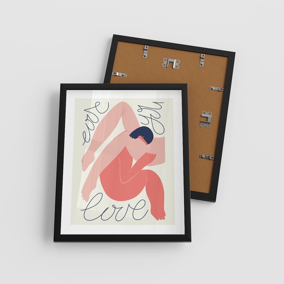 Plakat w ramie 40x50 - Dźwięk ciszy na płótnie - para zakochanych, graficzny obraz - rama czarna