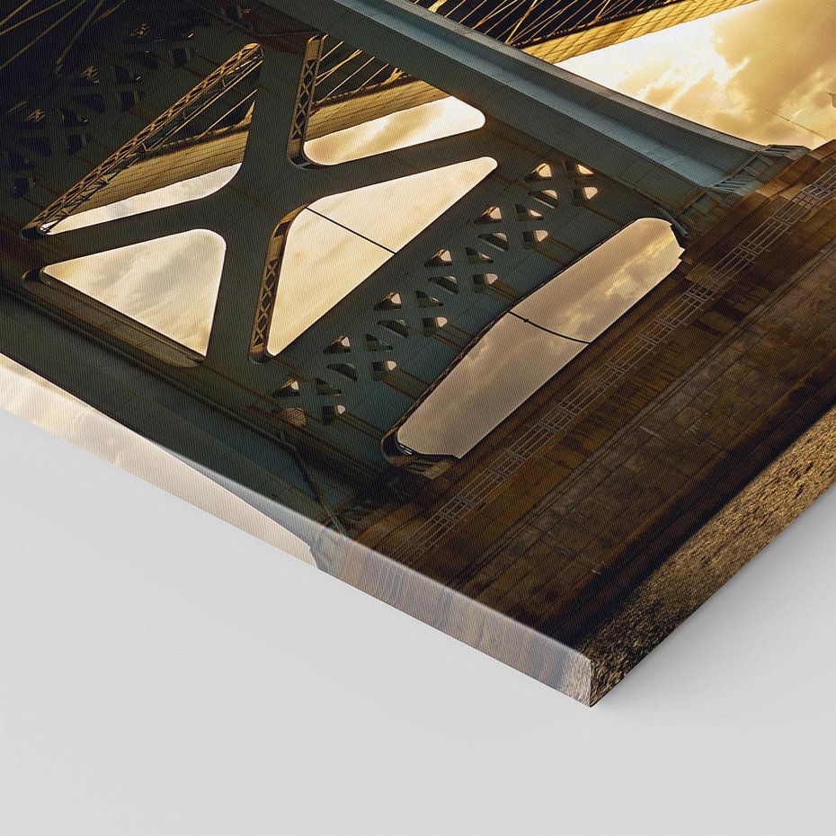 Obraz na płótnie 120x80 - Zachód Słońca nad Mostem: Filadelfia USA - Filadelfia, most