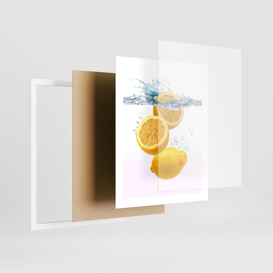 Plakat w ramie 40x50 - Świeże cytryny pełne smaku - cytryny, owoce - rama biała